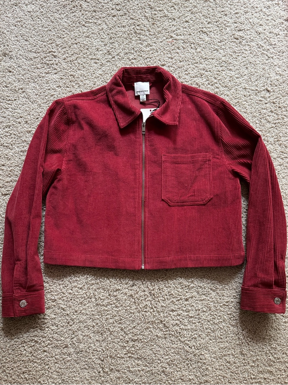 Cropped Corduroy Zip-Up Jacket